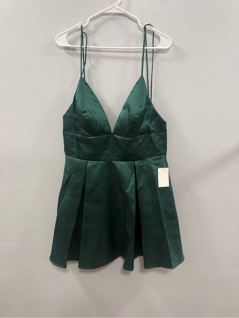 B Darlin Emerald Green Satin Slip Dress with Double Spaghetti Straps